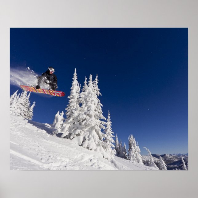 Snowboarding action at Whitefish Mountain Resort Poster (Front)