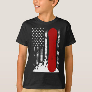 Snowboarding American Flag Skiing Snowboard For Wo T-Shirt