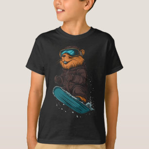 Snowboarding Animals- Beaver On A Snowboard Snowbo T-Shirt