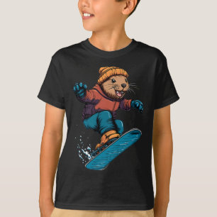 Snowboarding Animals- Beaver On A Snowboard Snowbo T-Shirt