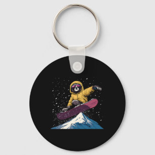 Snowboarding Animals- Sloth On A Snowboard Snowboa Keychain