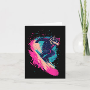 Snowboarding Animals- Wolf On A Snowboard Snowboar Card