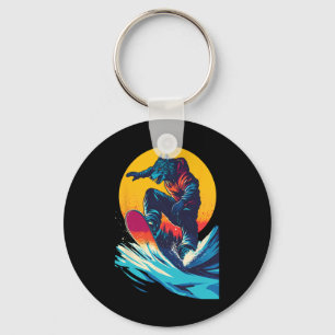 Snowboarding Animals- Wolf On A Snowboard Snowboar Keychain