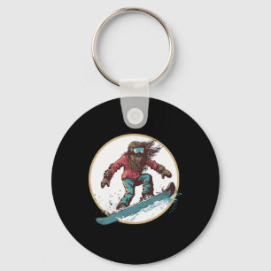 Snowboarding Bigfoot Shred Snow Squatch Keychain