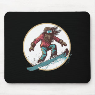 Snowboarding Bigfoot Shred Snow Squatch Mouse Pad