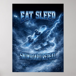 Snowboarding Bootleg Retro Style Poster