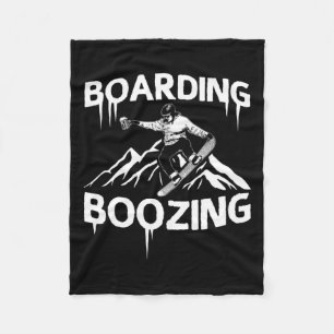 Snowboarding Boozing Fleece Blanket
