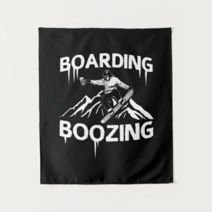 Snowboarding Boozing Tapestry