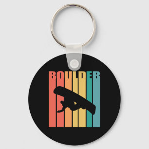 Snowboarding Boulder Colorado 70s Silhouette Gift Keychain