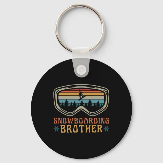 Snowboarding Brother Matching Family Snowboard Tri Keychain (Front)