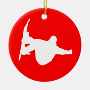 snowboarding ceramic ornament