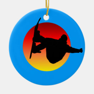 snowboarding ceramic ornament