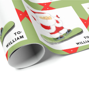 Snowboarding Christmas Holiday Gift Wrapping Paper