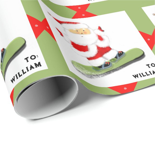Snowboarding Christmas Holiday Gift Wrapping Paper (Roll Corner)