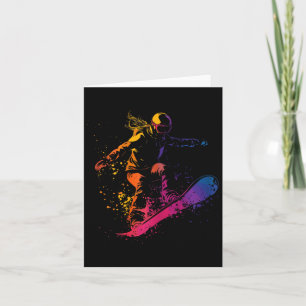 Snowboarding Colour Paint Splash Snowboarder Downh Card