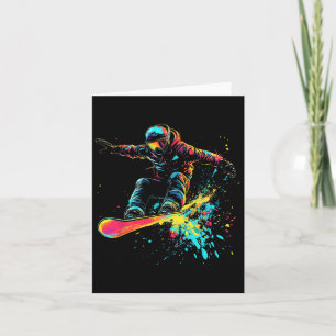 Snowboarding Colour Paint Splash Snowboarder Downh Card