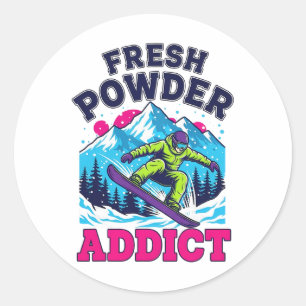 Snowboarding Cool Snowboarder Skiing Winter Vacati Classic Round Sticker