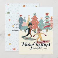 Snowboarding Couple Christmas Card