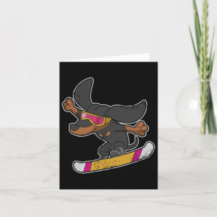 Snowboarding Dachshund Dog Snowboard Kids Boys Gir Card