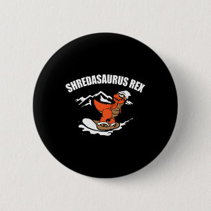 Snowboarding Dinosaur Funny Snowboard Kid Gift  2 Inch Round Button