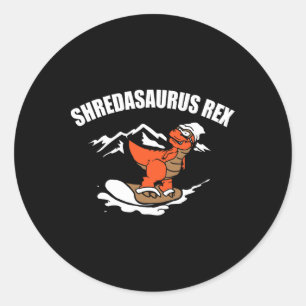 Snowboarding Dinosaur Funny Snowboard Kid Gift  Classic Round Sticker