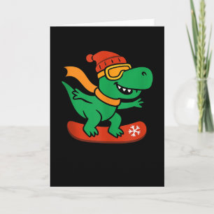Snowboarding Dinosaur T-rex Snowboarder Funny Wint Card