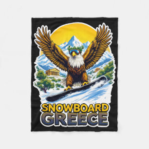 Snowboarding Eagle In Greece Scenic Fleece Blanket