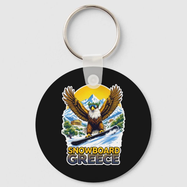 Snowboarding Eagle In Greece Scenic  Keychain (Front)