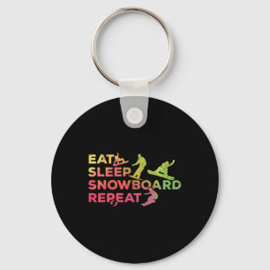Snowboarding Eat Sleep Snowboard Repeat I Snowboar Keychain