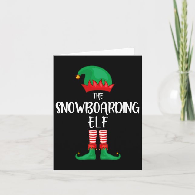 Snowboarding Elf Christmas Party Matching Family G Card (Front)