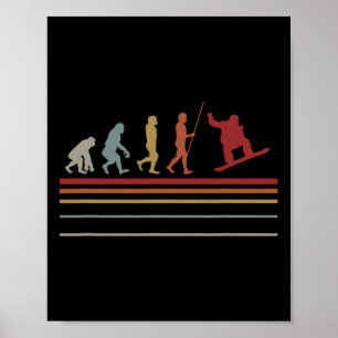 Snowboarding Evolution Snowboard Snowboarder Retro Poster