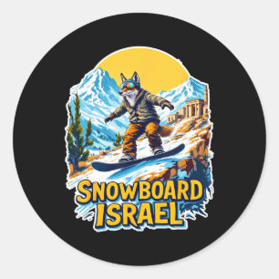 Snowboarding Fox Adventure In Israel Classic Round Sticker