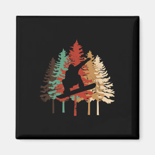 Snowboarding Gift Design Vintage Pine Tree Style Magnet