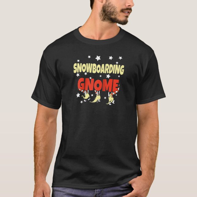 Snowboarding Gnome Funny Christmas Pajama Snowboar T-Shirt (Front)