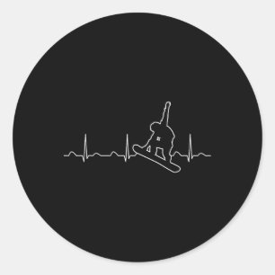 Snowboarding Heartbeat Shirt Classic Round Sticker
