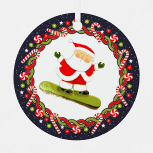 Snowboarding Holiday Gift Ceramic Ornament