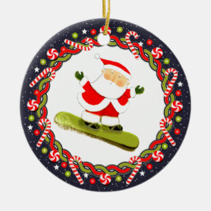 Snowboarding Holiday Gift Ceramic Ornament