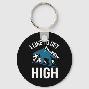 Snowboarding I Like To Get High Funny Snowboard Gi Keychain