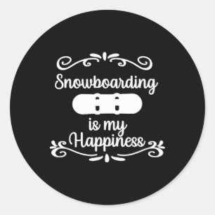 Snowboarding Makes Me Happy Snowboard Gift Classic Round Sticker