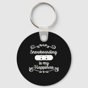 Snowboarding Makes Me Happy Snowboard Gift Keychain