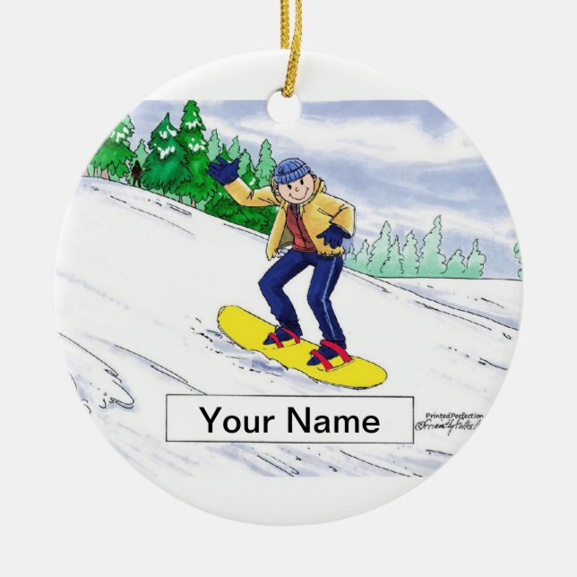 Snowboarding - Male Ceramic Ornament (Front)