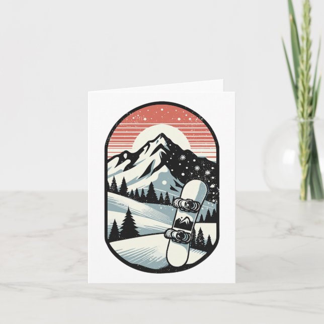 Snowboarding Mountain Scene Snowboarder 1  Card (Front)