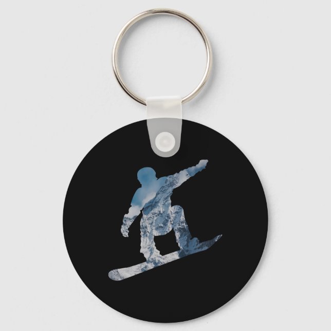 Snowboarding Mountain T Shirt - Gift For Snowboard Keychain (Front)