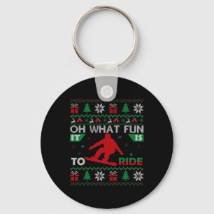 Snowboarding Oh What Fun It Is To Ride Christmas U Keychain