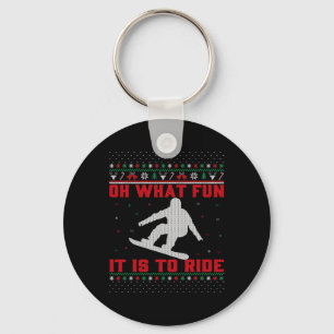 Snowboarding Oh What Fun It Is To Ride Christmas U Keychain