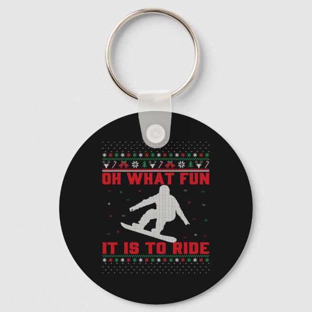 Snowboarding Oh What Fun It Is To Ride Christmas U Keychain (Front)
