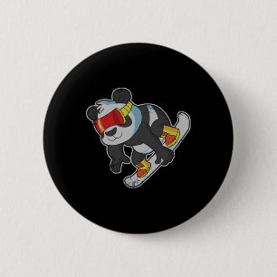 Snowboarding Panda Bear  2 Inch Round Button