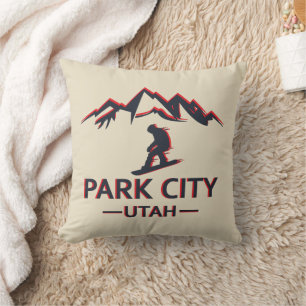 Snowboarding Park city Utah  Throw Pillow