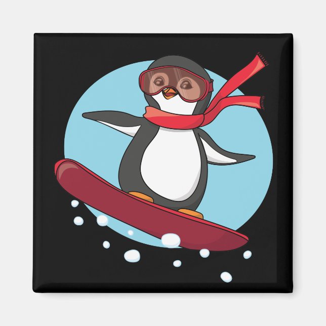 Snowboarding Penguin Magnet (Front)