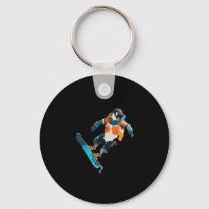 Snowboarding Penguin Winter Sports Fun  Keychain